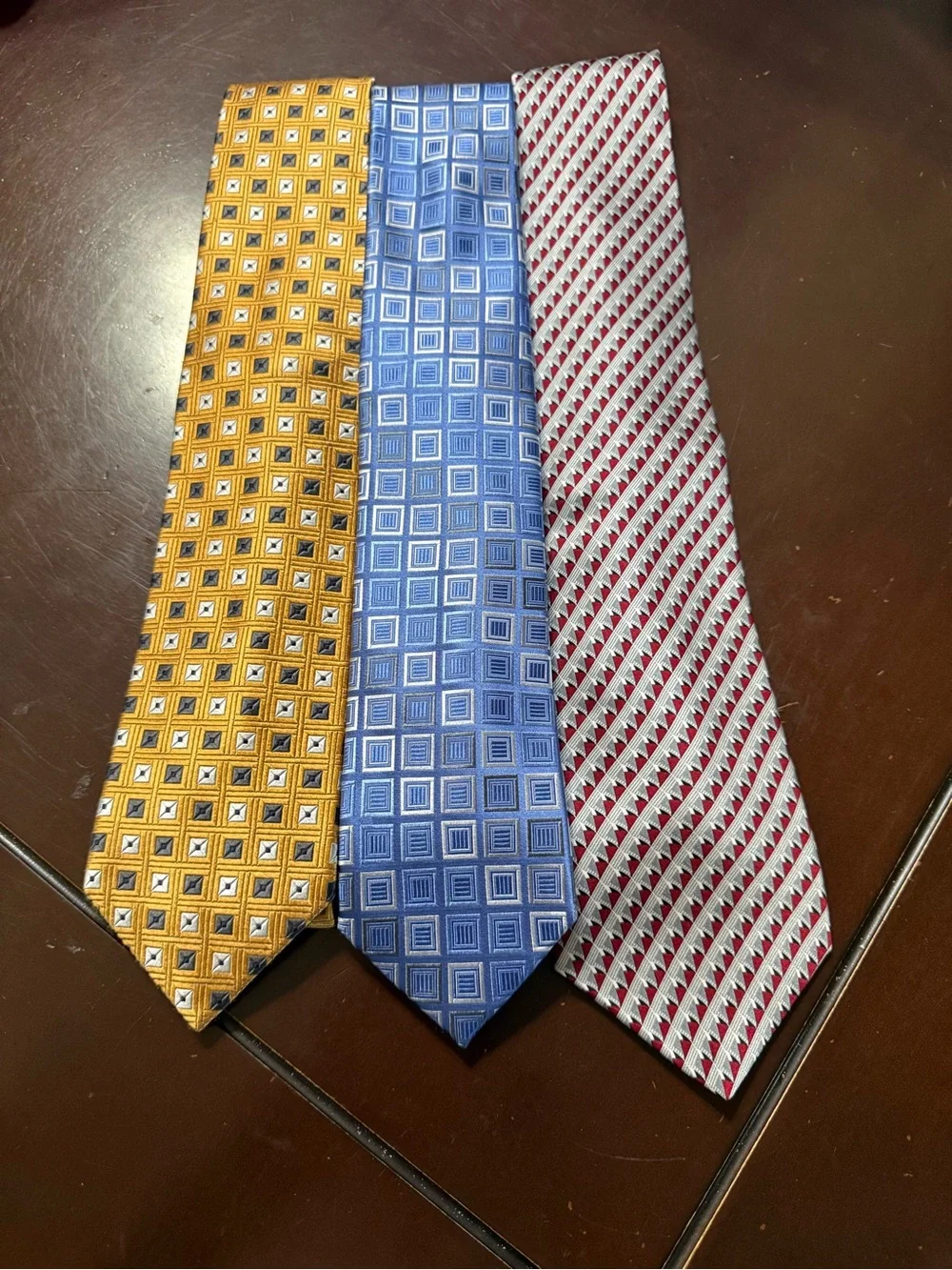 Michael Kors Three-Tie Set — Yellow, Blue & Red Patterned Neckties